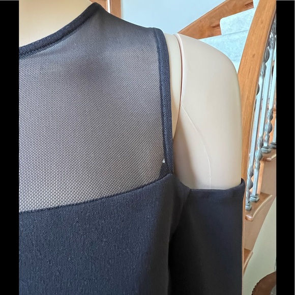 Premier Armor Black Semi-sheer top off the shoulders bell sleeve Dress Sz10 - Picture 3 of 10